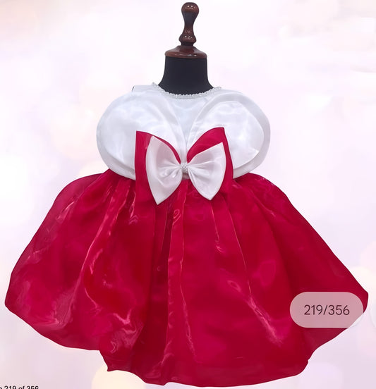 Red and White frock with bow