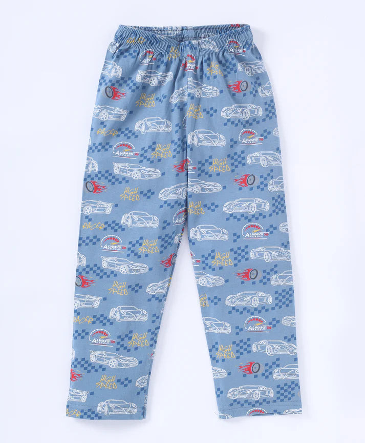 Blue Racing Car Printed Cotton Set for Boys16