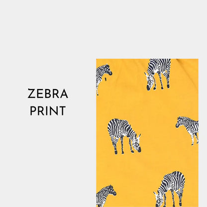 Mustard zebra printed cotton nightwear for girls