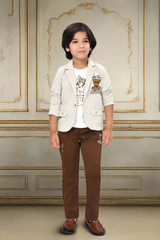 Jolly Boy Cream Color Suit set with teddy