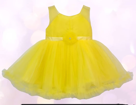Lemon Color Frock with flower