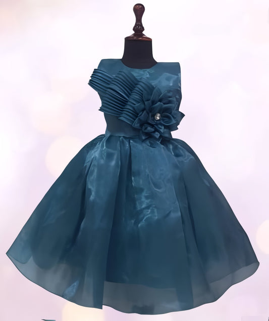 Green color frock with chest design