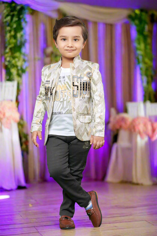 Jolly Boy White and Green Color Suit set
