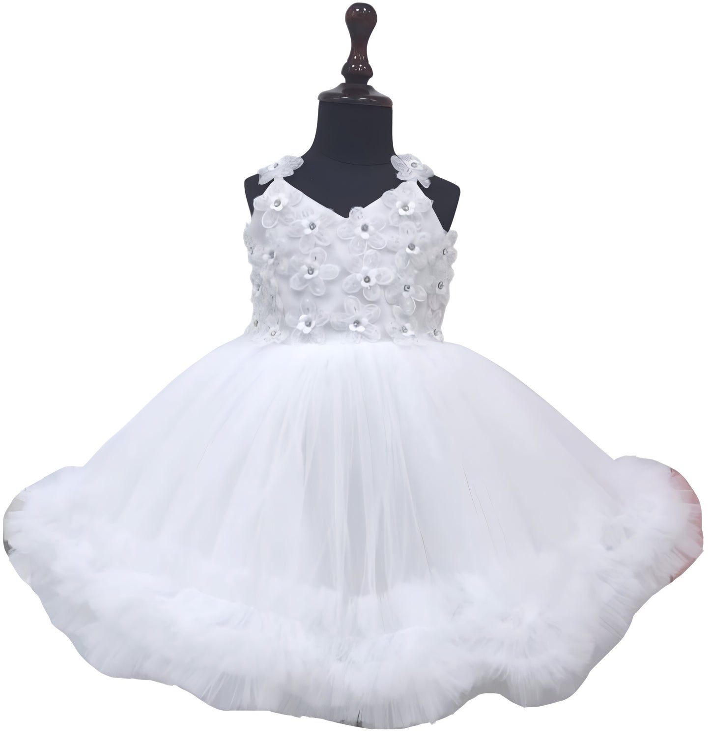 White Frock with flower pattern on chest