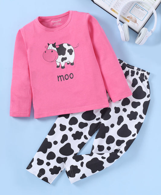 Cow printed pink colour night ware for kids10