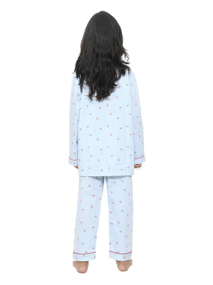 Cherry Printed Cotton Girls Nightwear