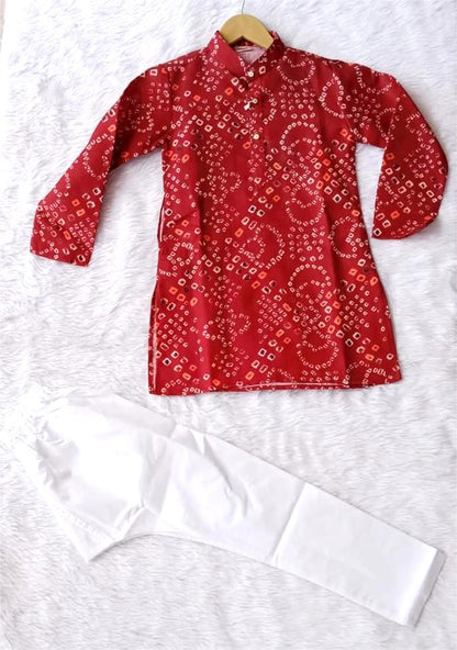 Aarom Red Color Printed Kurta Pajama