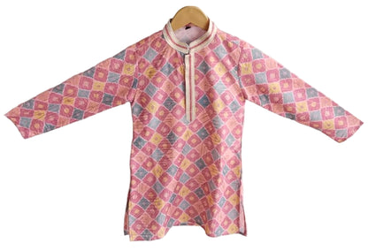 Aarom Pink Color Kurta Pajama Embroidered Collar