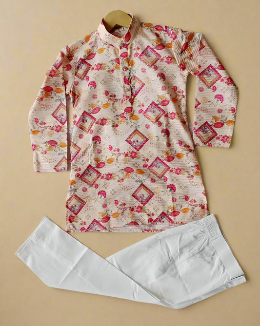 Aarom Peach Color Kurta Pajama