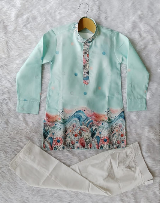 Aarom Sky Blue Color Kurta Pajama