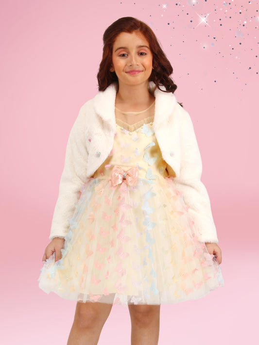 Cream Butterfly Whispers Dress Set-Cute Cumber