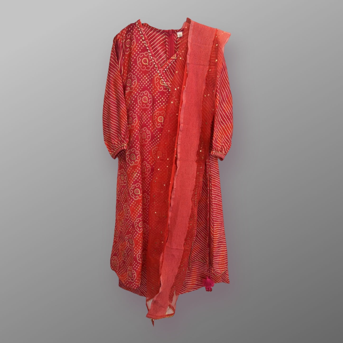 Red colour muslim kurta set with dupatta for girls