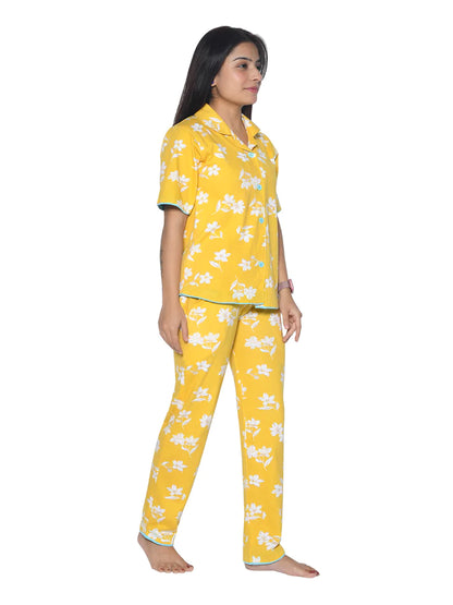 Mustard Floral Printed Night suit for Girls23