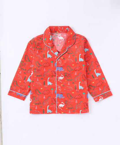 Red dinosaur printed night ware for kids4