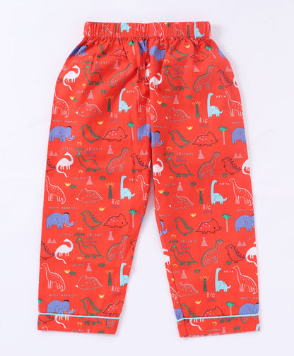 Red dinosaur printed night ware for kids4