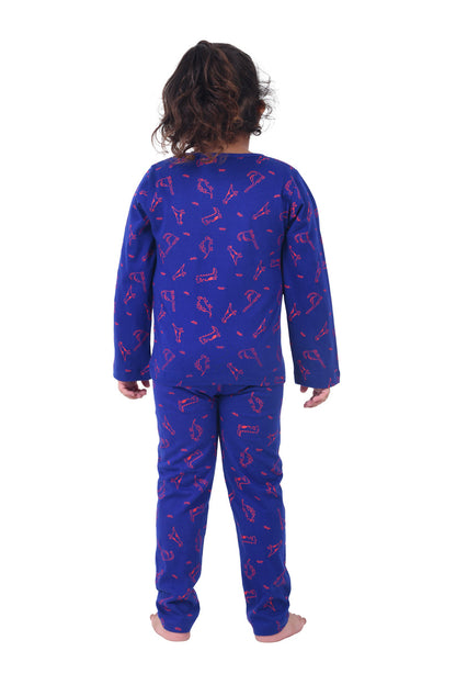 Blue Dinosaur Printed Cotton Night wear for Kids