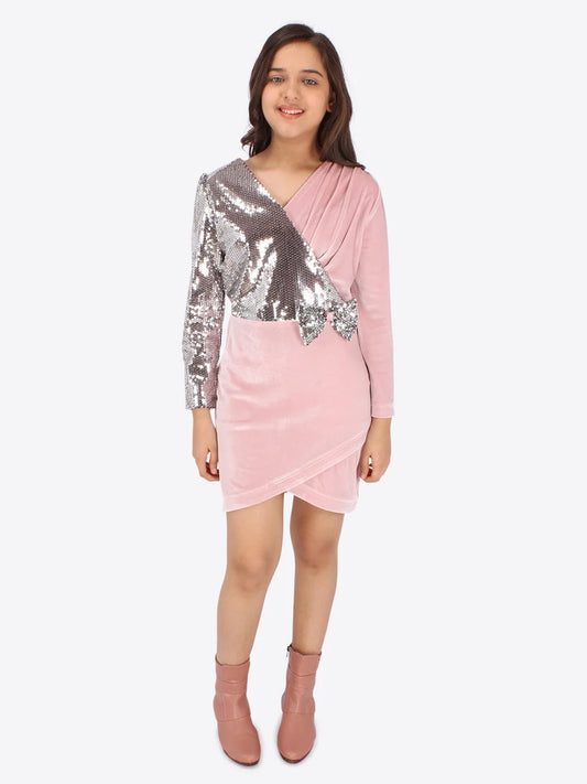 Dusty Pink Baby Girls Above Knee Party Dress-Cute Cumber