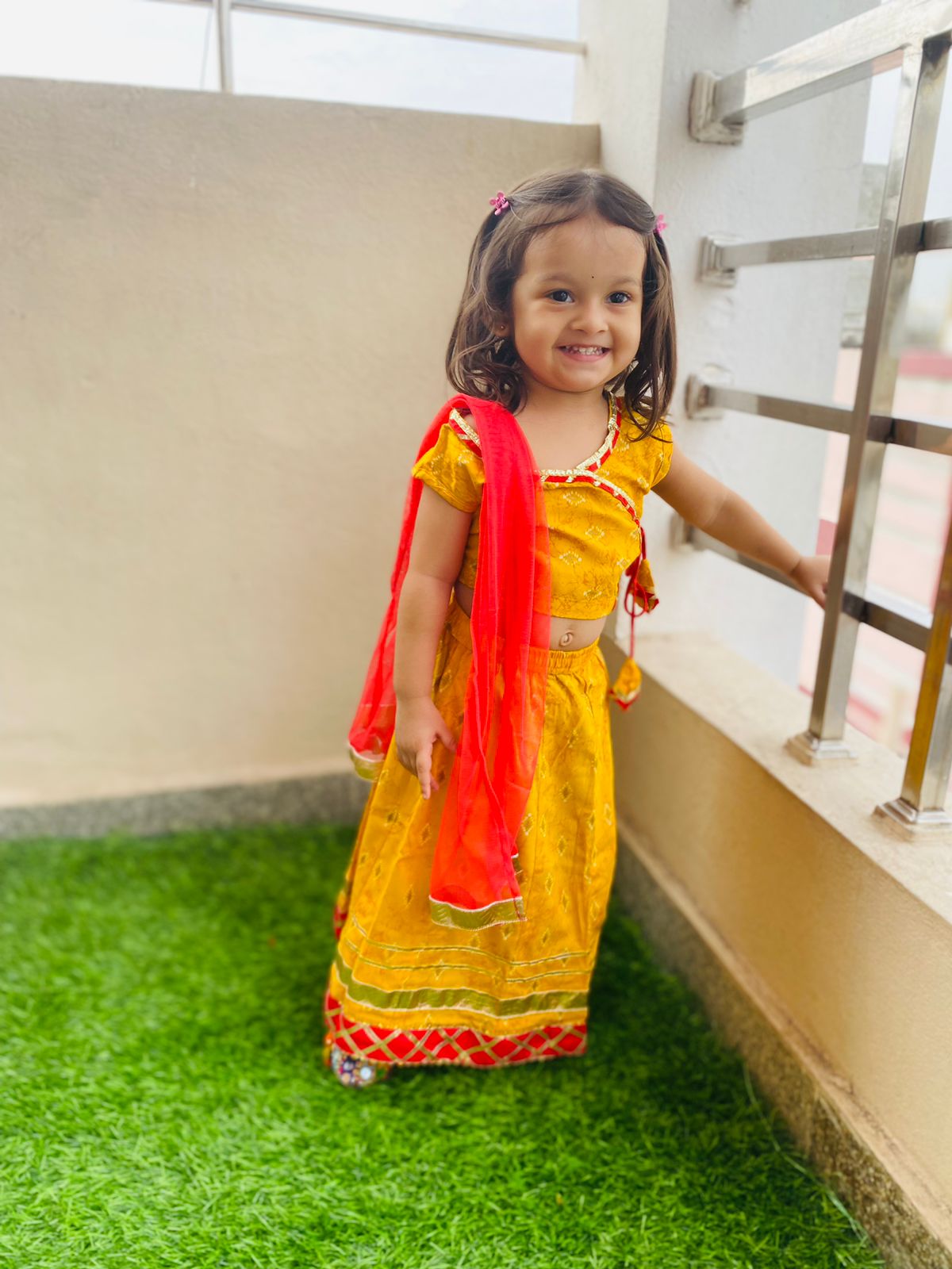 Yellow lehenga with top