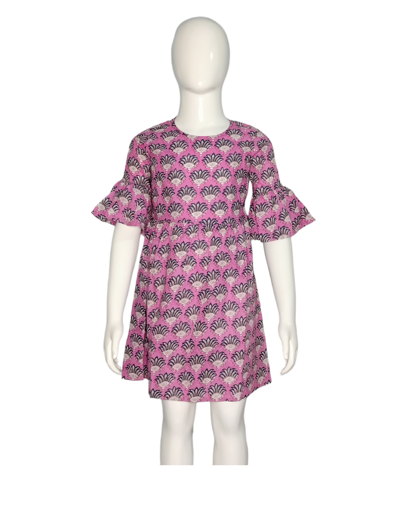 Pink casual dress half sleeve