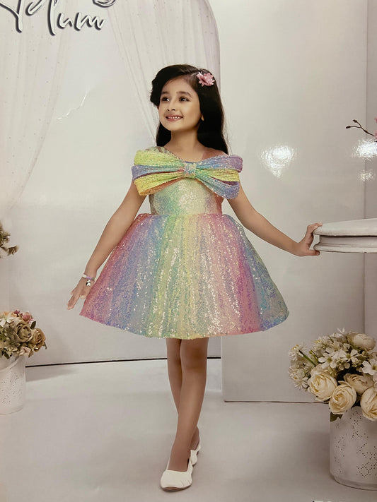 Multicolored Birthday and Barbie Frock For Girls