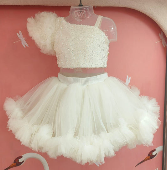 White Skirt with Beads on top