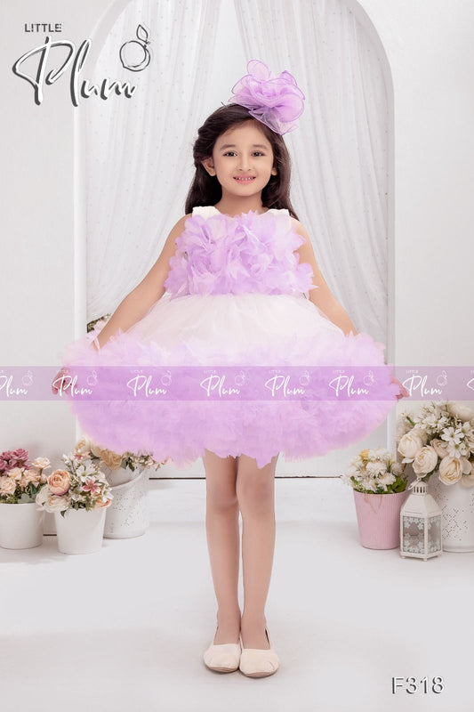 Lavander Color frock with 3D Pattern