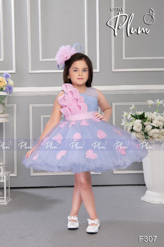 Blue Frock with pink flowers