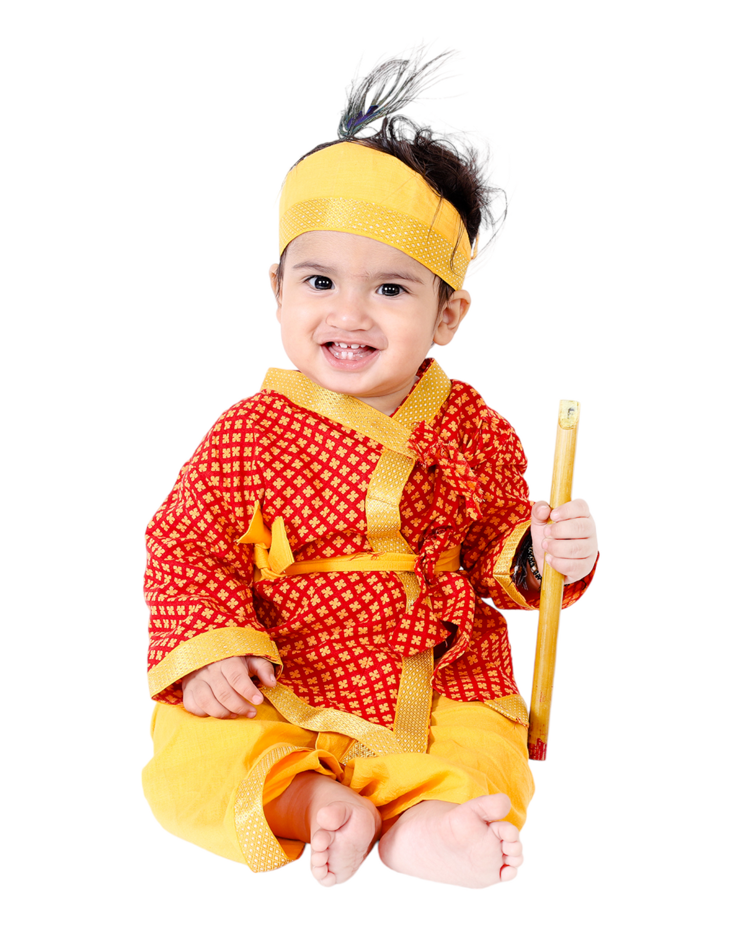 Divine Delight: Krishna Costume for Kids in red