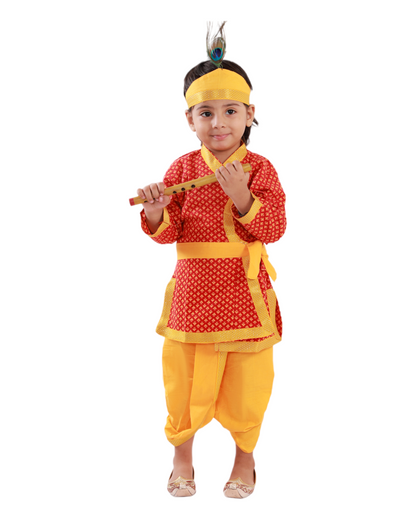 Divine Delight: Krishna Costume for Kids in red