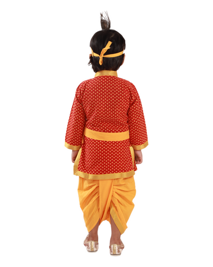 Divine Delight: Krishna Costume for Kids in red