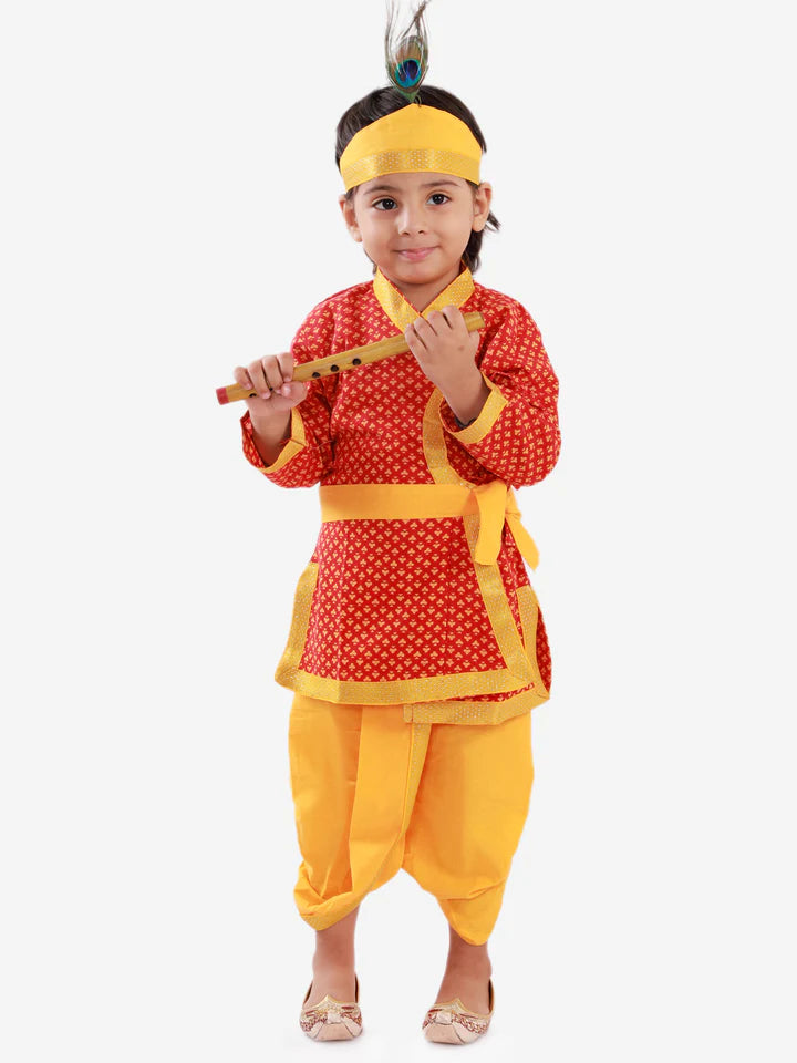 Divine Delight: Krishna Costume for Kids in red