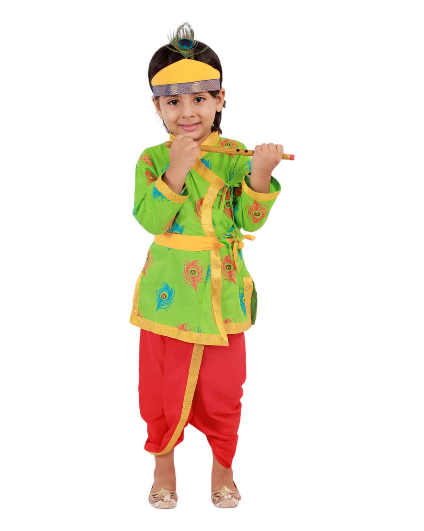 Divine Delight: Krishna Costume for Kids in green for boys