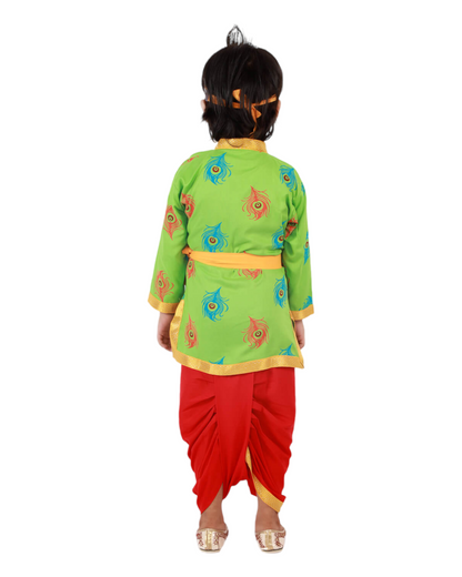 Divine Delight: Krishna Costume for Kids in green for boys