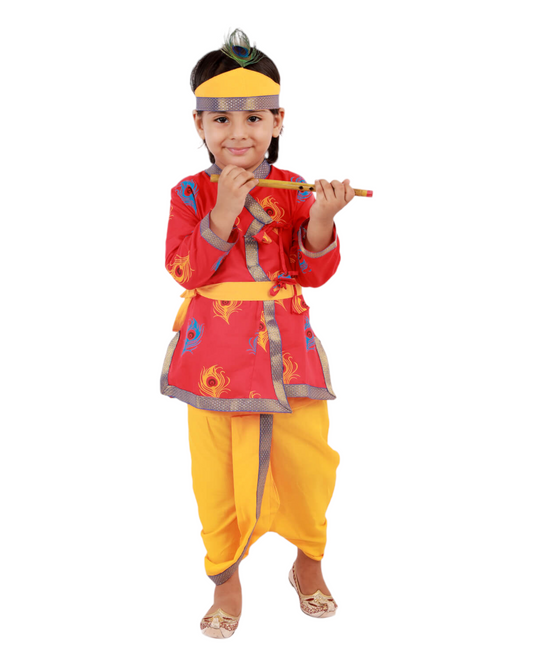 Divine Delight: Krishna Costume for Kids in red for boys