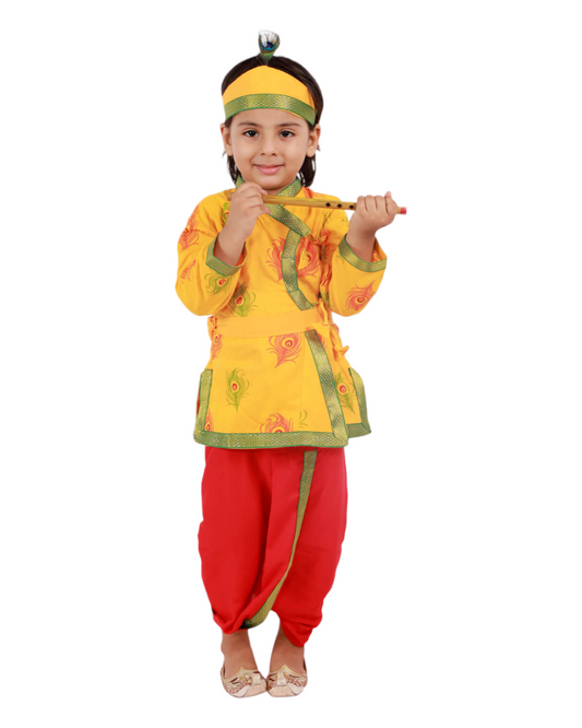 Divine Delight: Krishna Costume for Kids in yellow for boys