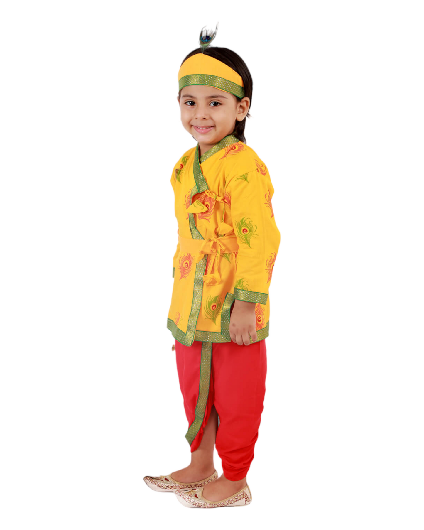 Divine Delight: Krishna Costume for Kids in yellow for boys