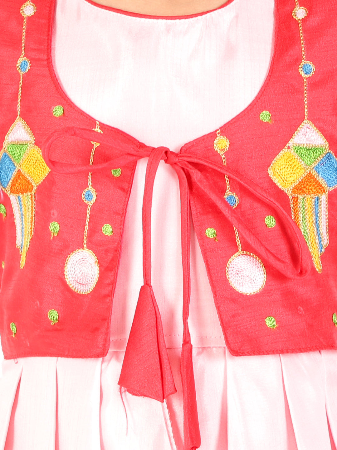 Girls Utsav embrodered high low peplum top with dhoti, pink color