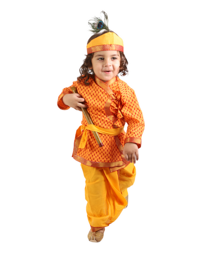 Divine Delight: Krishna Costume for Kids in yellow