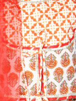 Girls Orange-red Block Printed Lehenga Choli with duppta