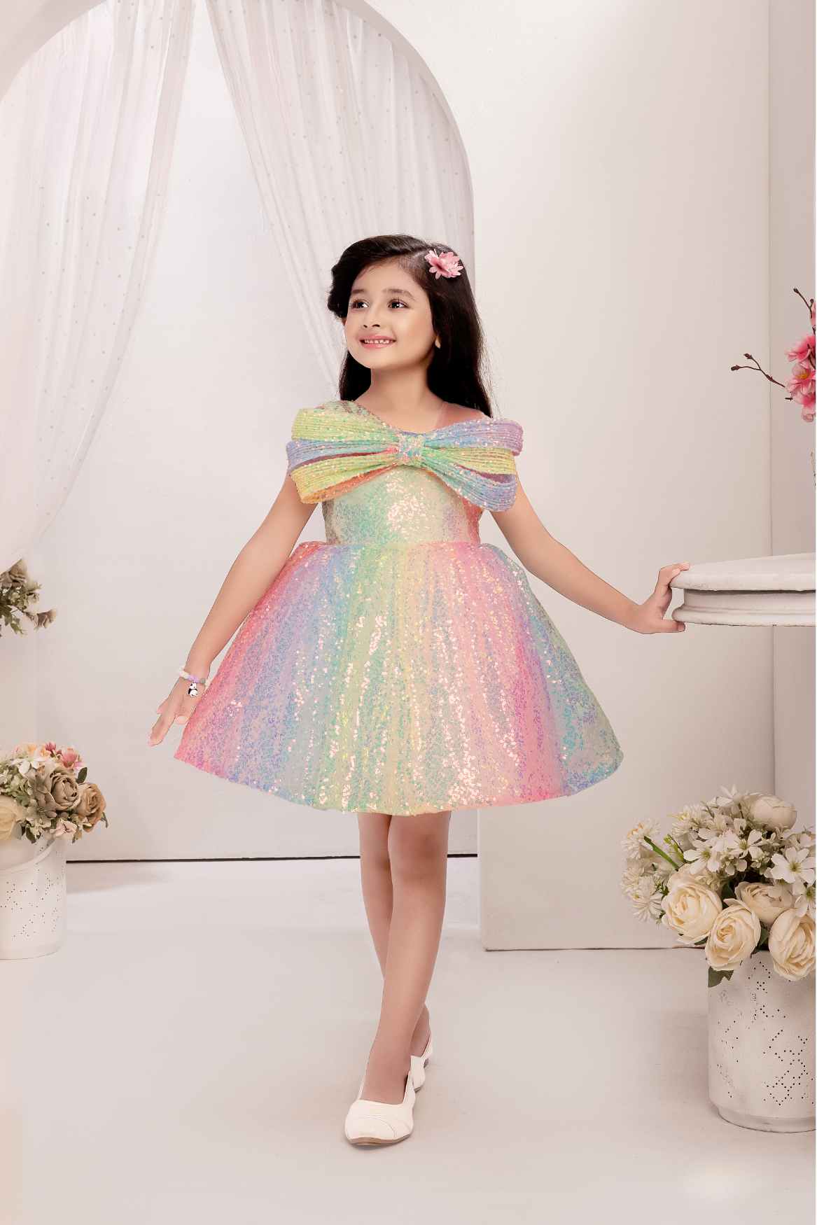 Multicolored Birthday and Barbie Frock For Girls