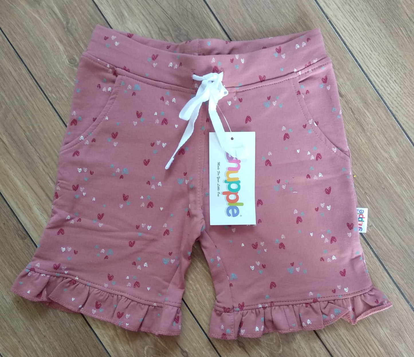 Peach Heart Printed shorts for girls