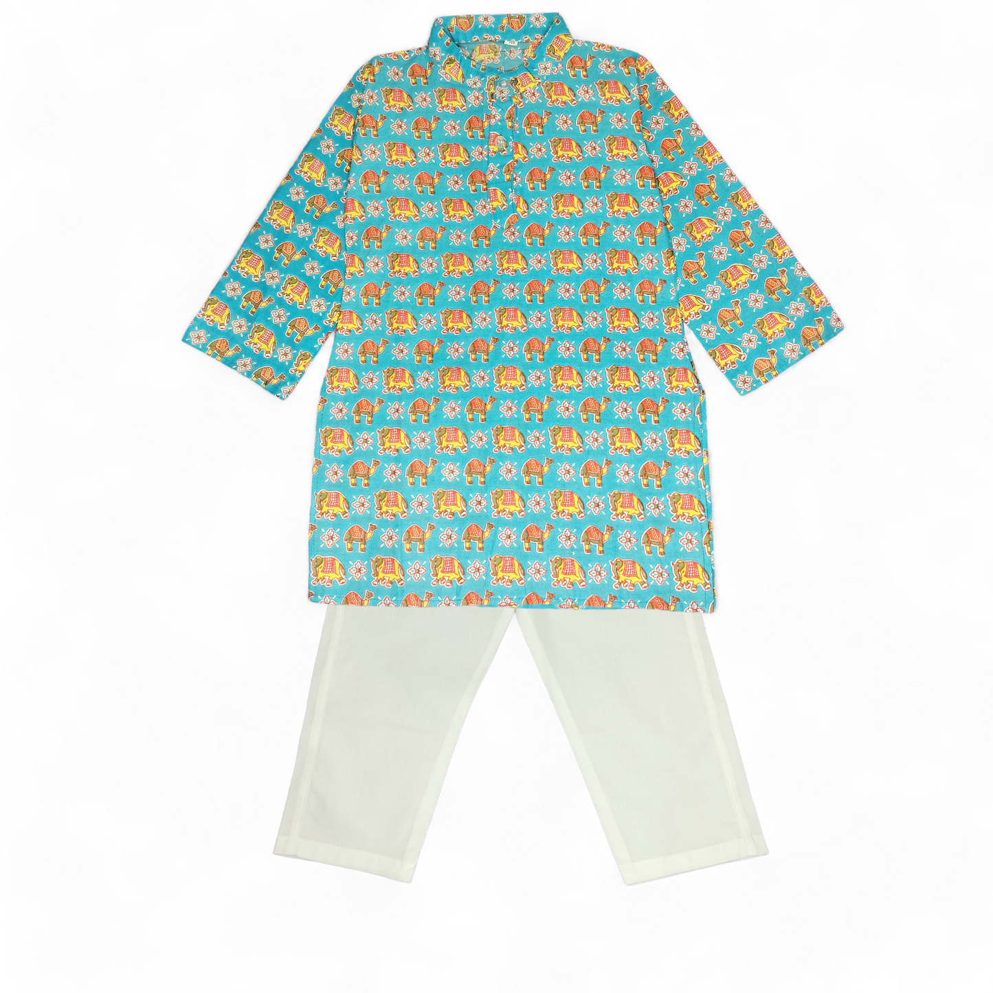 Blue colour Camel printed kurta set for boys