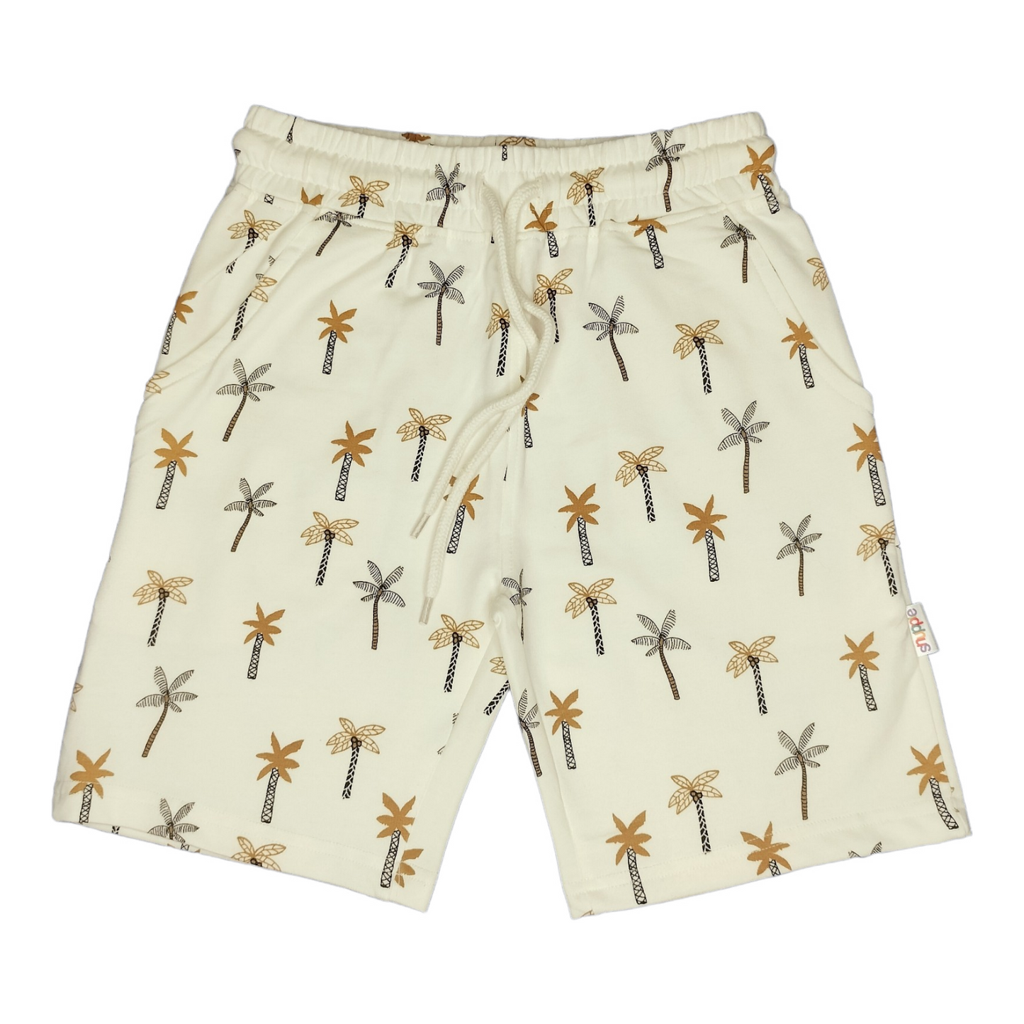 White Coconut Tree printed shorts for boy.