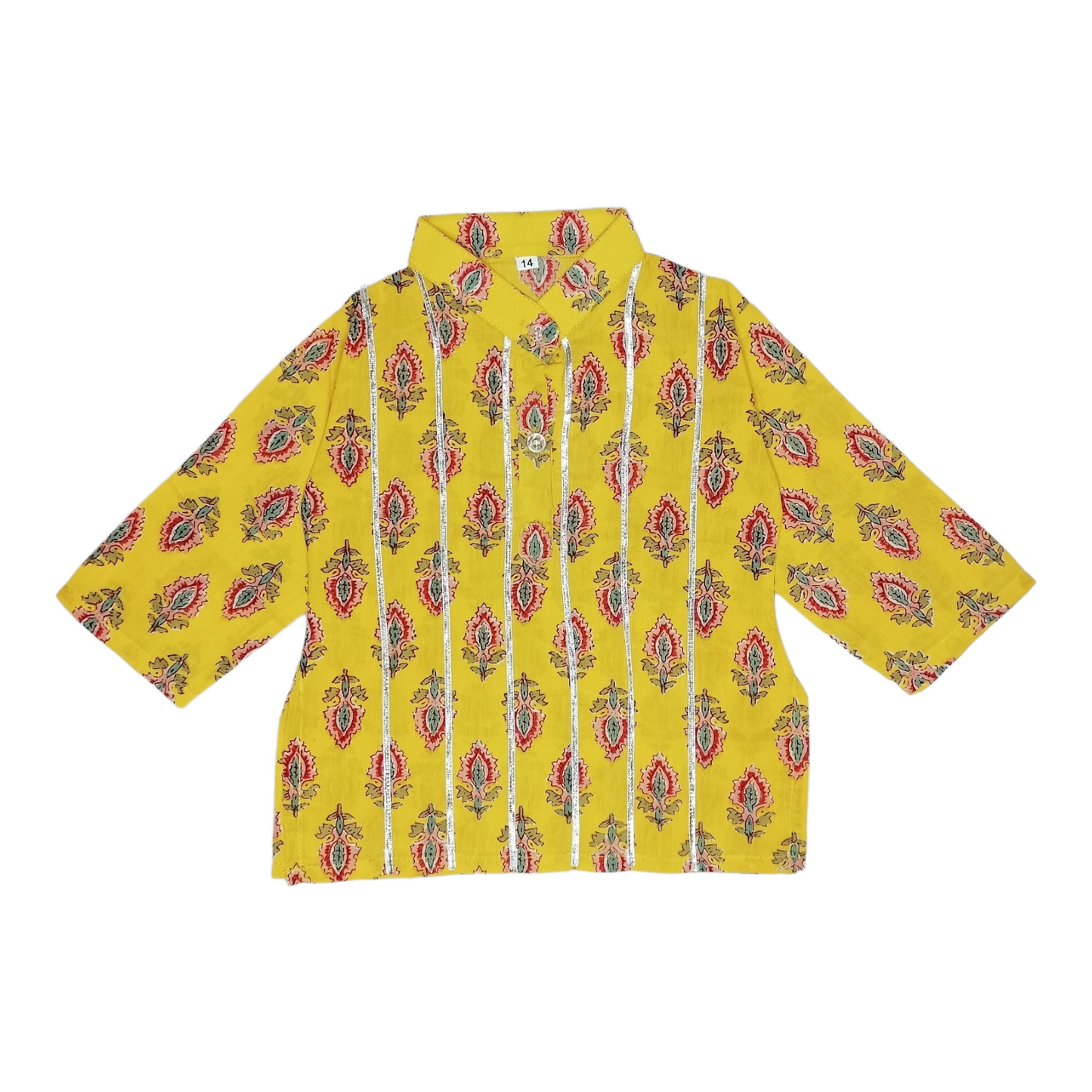 Yellow colour floral kurta