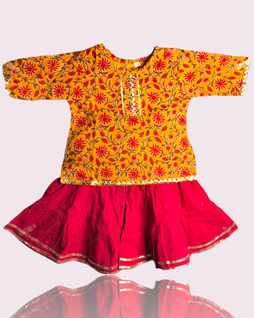 Yellow color floral top with pink sharara-3