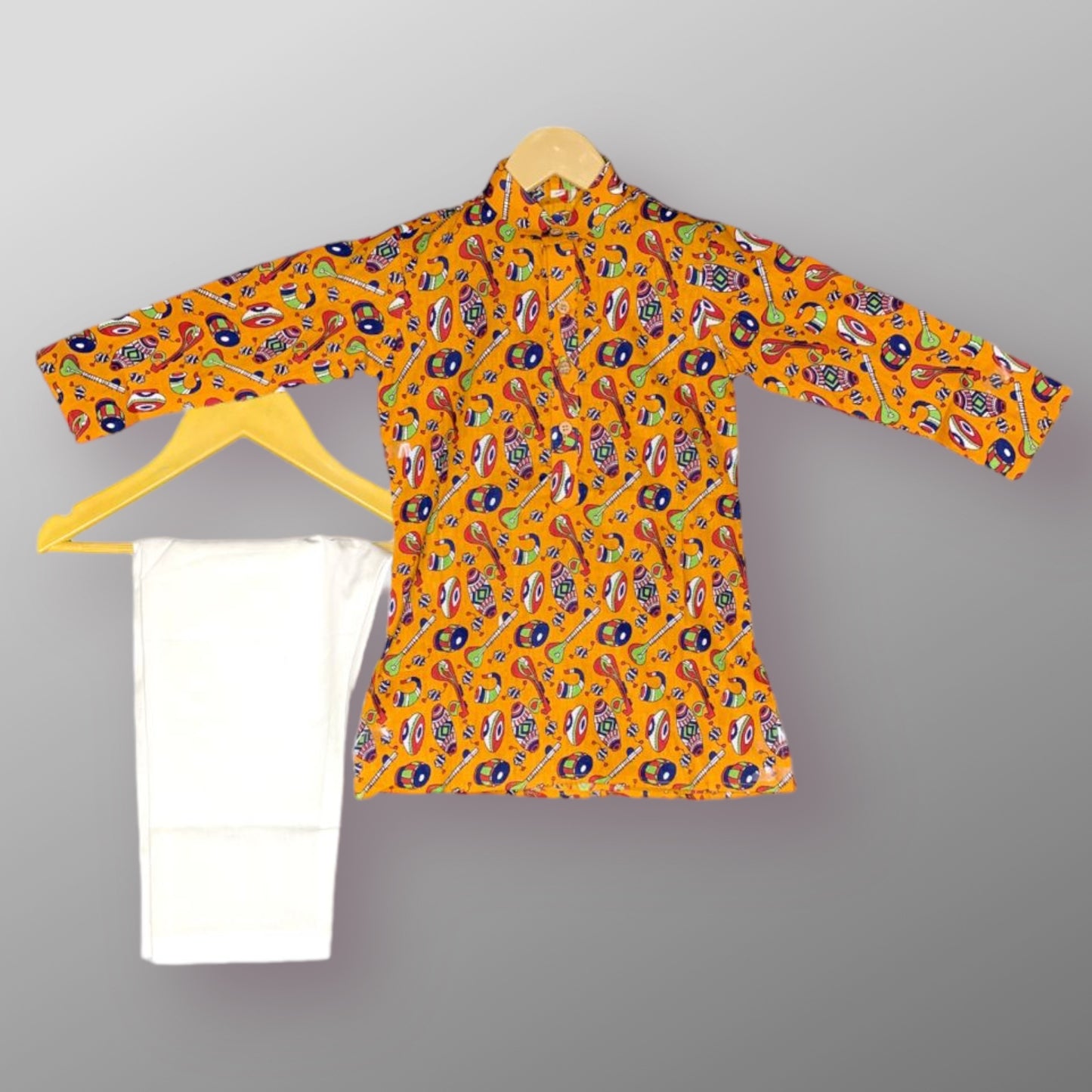 Music instruments printed cute kurta pajama set for boys