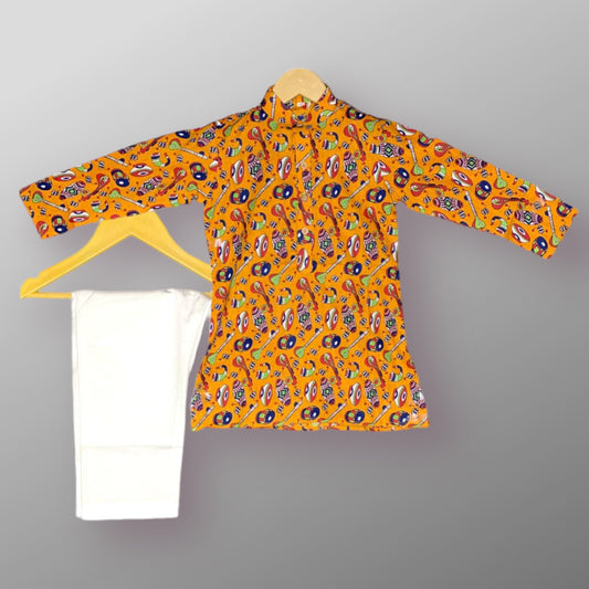 Music instruments printed cute kurta pajama set for boys