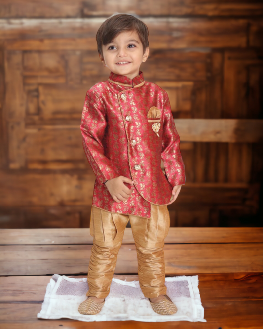 Boys Indo-Western Pink kurta set (D-315)