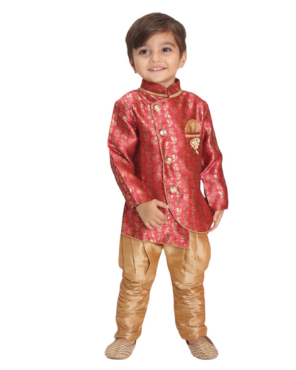 Boys Indo-Western Pink kurta set (D-315)