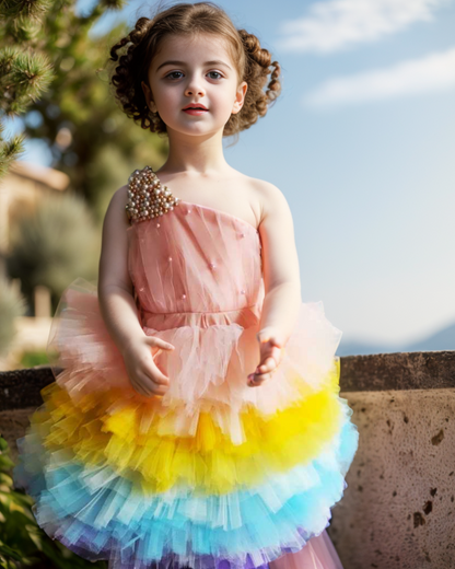 Multicolour Party Frock For kids